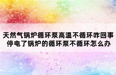 天然气锅炉循环泵高温不循环咋回事 停电了锅炉的循环泵不循环怎么办